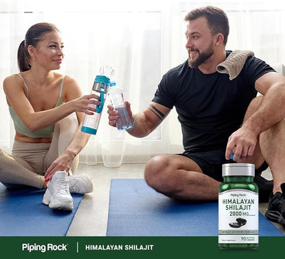 Piping Rock Shilajit Capsules | 2000mg | 90 Count | Himalayan Fulvic Acid | Non-GMO, Gluten Free Supplement