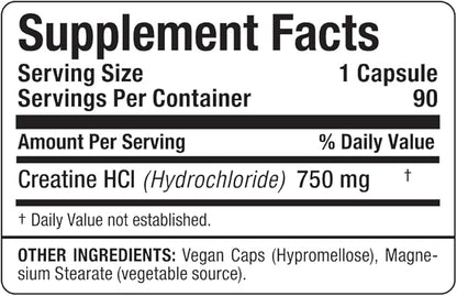 ALLMAX Essentials Creatine HCL, 750 mg, 90 Capsules