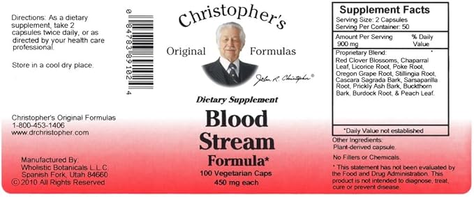 Christopher's Original Formulas Blood Stream Formula - Blood Circulation Supplements - Supports Vein Elasticity, Clean & Pure Bloodstream