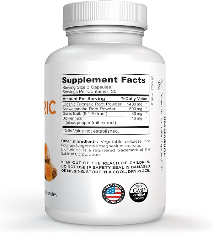 Turmeric Curcumin with Black Pepper & Ashwagandha - High Absorption Ultra Potent Turmeric Supplement with 95% Curcuminoids, BioPerine & Ashwagandha - Turmeric Capsules for Joint Support 90 Capsules