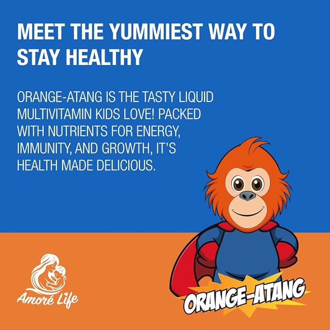Daily Liquid Multivitamin for Kids, High Absorption with Vitamins A, D, E, B1 and Cod Liver Oil, Vitamin Supplements for Kids, Family Friendly, 16oz, Orange Flavor