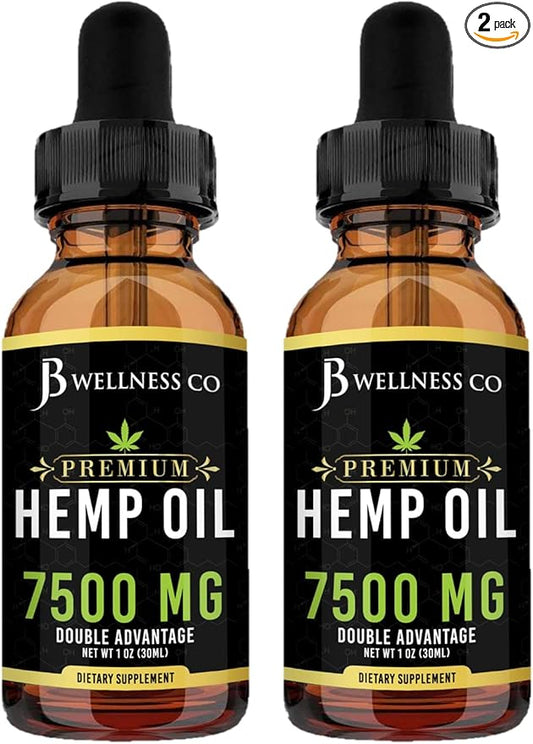 Organic Hemp Oil Extract Drops - Omega Fatty Acids 3 6 9, Non-GMO Ultra-Pure Sugar- Free (2-Pack)