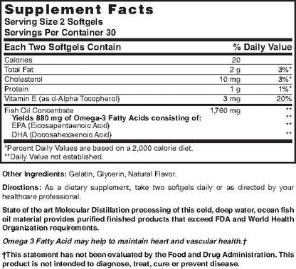 Nature's Blend Fish Oil 1760 mg Omega 3 Extra Strength - 60 Softgels