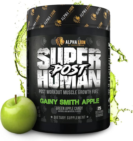 Alpha Lion Superhuman Post Workout Recovery, Muscle Builder Drink, Creatine Powder + More for Lean Muscle Growth, Strength & Volume, Supplement for Women & Men (25 Servings, Gainy Smith Apple)