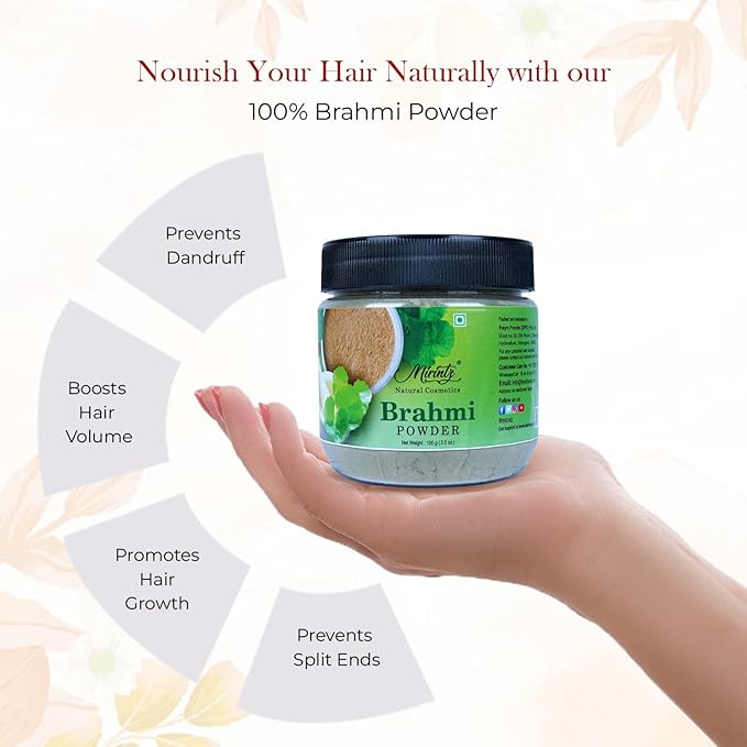 100% Natural Brahmi Powder | (100 gms) Pure Bacopa Monnieri Powder Herbal Supplement | Brahmi Powder for Hair Growth | Bacopa Powder Ayurvedic Support for Healthy Hair | Herbal Hair Mix