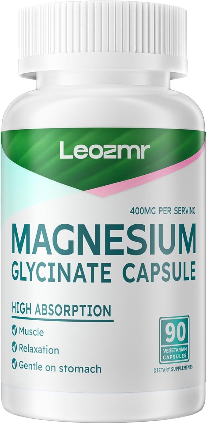 Magnesium Glycinate 400 MG per Serving 100% Chelated for High Absorption, Gentle On Stomach, Non-GMO, 90 Vegetarian Capsules