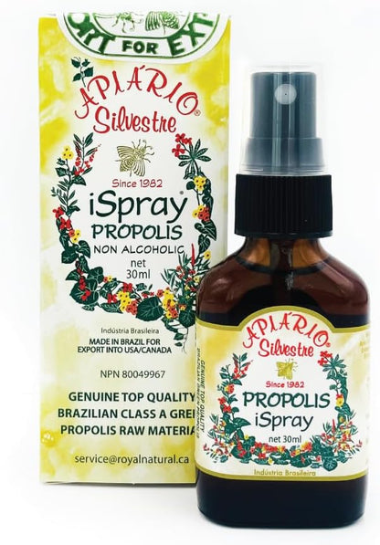 3-Bottles of Apiario Silvestre Brazilian Green Bee Propolis Spray Glycolic Extract 30ml -Non Alcoholic, Water Free, Honey Free, Gluten Free