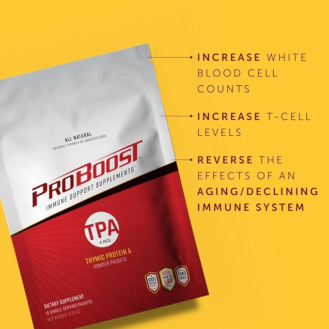 Thymic Protein A Powder Packets (4 McG TPA) – Immune System Support Supplement - All Natural, Non-GMO Formula - 10 Packets