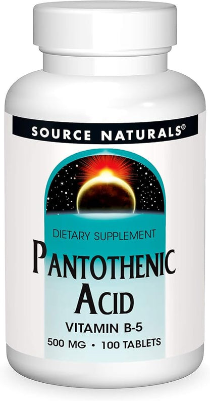 Source Naturals Pantothenic Acid 500 mg Vitamin B-5 Dietary Supplement - 100 Tablets