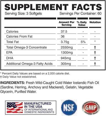 Apollon Nutrition Alpha of Omegas Fish Oil, EPA, DHA, Brain, Cardiovascular, Eye, 180 Softgel Capsules