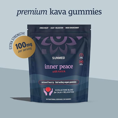 Kava Gummies for Stress Relief & Deep Calm – 100mg Kavalactones per Serving – Vegan, Pacific Island Root Extract | Mixed Berry Flavor, 30 Count