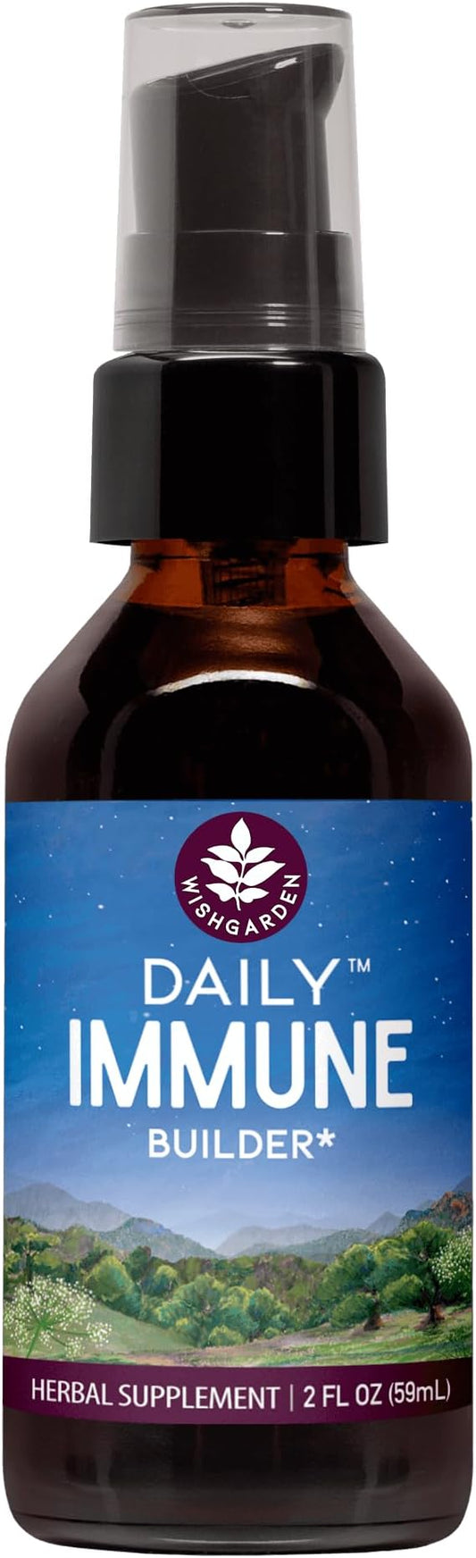 WishGarden Herbs Daily Immune Builder with Black Elderberry & Astragalus - Daily Immune Support Formula for Adults, Herbal Immune System Booster with Elderberries, 2oz