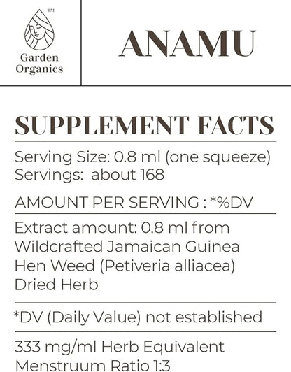 Anamu Alcohol-Free Natural Tincture Extract, Immune System Booster, Liquid Drops Made from 100% Wildcrafted Jamaican Guinea Hen Weed (Petiveria alliacea) Dried Herb (4 fl oz)