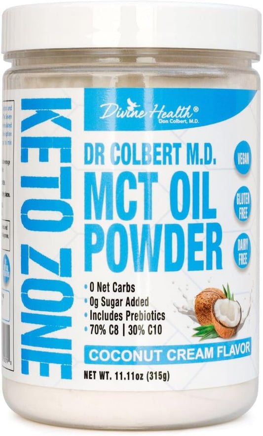Keto Zone MCT Oil Powder | Coconut Cream Flavor | 30 Day Supply | 75/C8 25/C10 | 0 Net Carbs | All Natural Keto Approved For Ketosis |