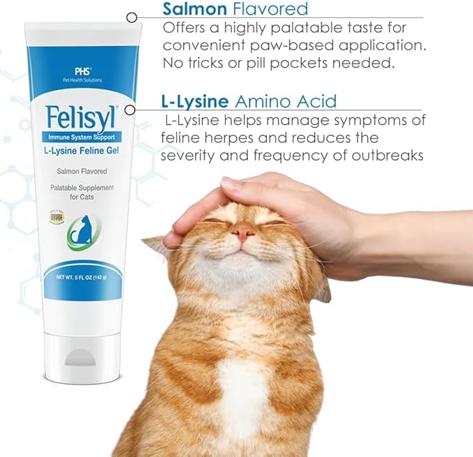 L-Lysine Gel for Cats (5oz) – Supports Immune, Respiratory, and Eye Health. Eases Sneezing, Runny Nose, and Watery Eyes. Tasty Salmon Flavor - Made in The USA (6 Pack)