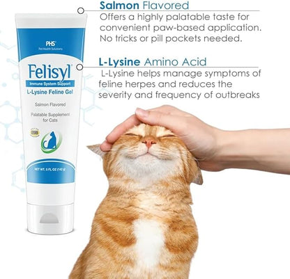 L-Lysine Gel for Cats (5oz) – Supports Immune, Respiratory, and Eye Health. Eases Sneezing, Runny Nose, and Watery Eyes. Tasty Salmon Flavor - Made in The USA (6 Pack)