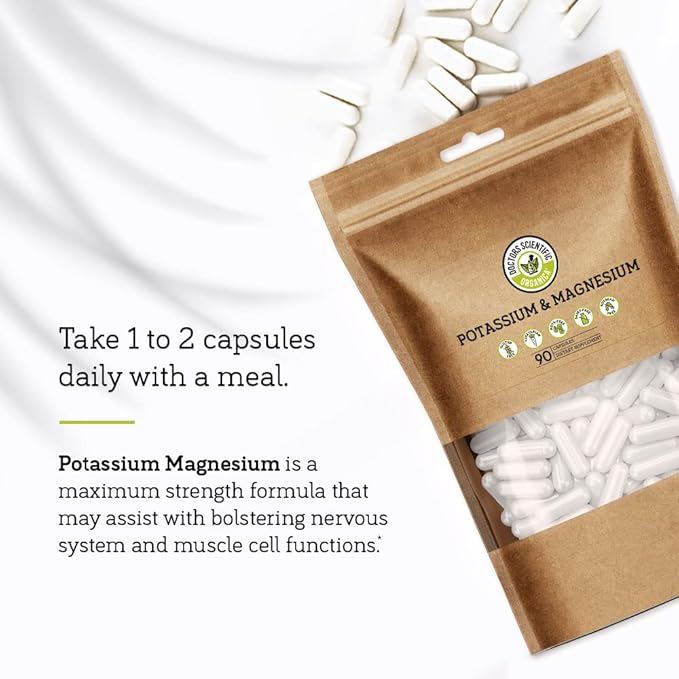 DSO Potassium Magnesium Supplement - 90 Count - Doctor Designed High Absorption Magnesium Potassium Supplement – Vegan Potassium Magnesium Aspartate for Sleep & Leg Cramp Relief