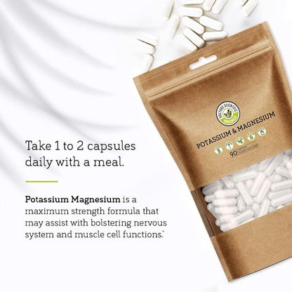 DSO Potassium Magnesium Supplement - 90 Count - Doctor Designed High Absorption Magnesium Potassium Supplement – Vegan Potassium Magnesium Aspartate for Sleep & Leg Cramp Relief