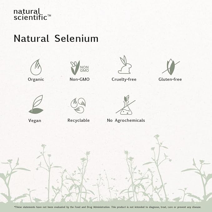 Selenium 200mcg Capsules - Organic Selenium Supplement for Antioxidant Support & Immune Health - Vegan, Gluten-Free, Non-GMO - 60 Capsules, 2-Month Supply - Premium Supplement by Natural Scientific
