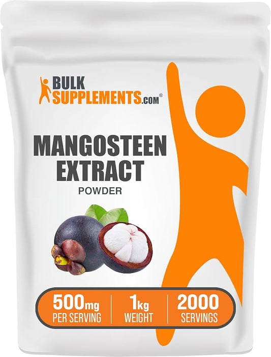 BulkSupplements.com Mangosteen Extract Powder - Superfood Supplement, from Mangosteen Fruit, Mangosteen Powder - Gluten Free, 500mg per Serving, 1kg (2.2 lbs) (Pack of 1)