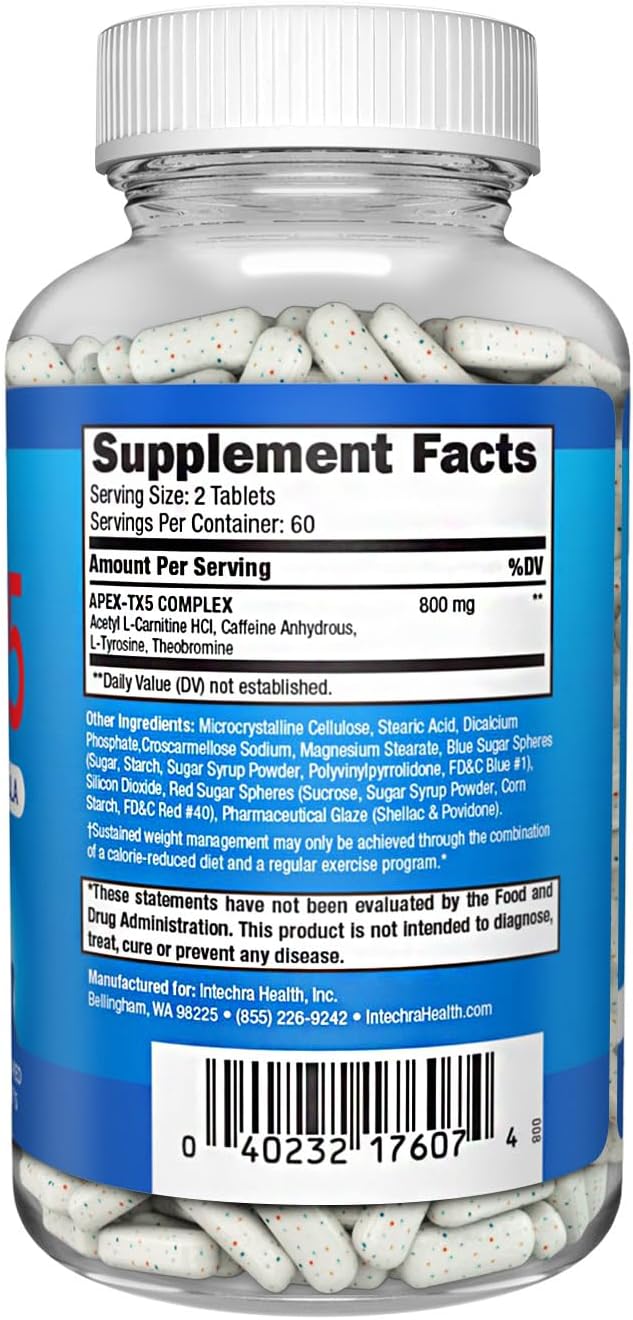 Weight Management Dietary Supplement 120 White Blue Red Speck Tablets Manufactured in the USA Highest Professional Quality