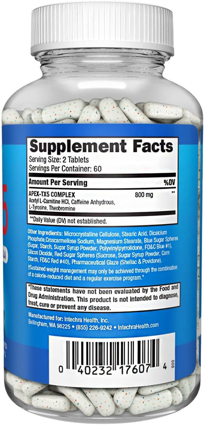Weight Management Dietary Supplement 120 White Blue Red Speck Tablets Manufactured in the USA Highest Professional Quality