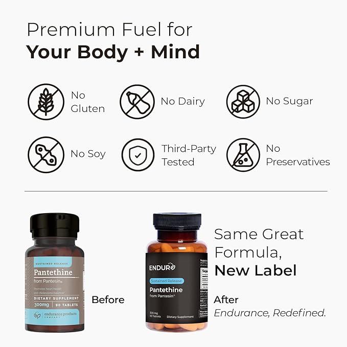 Pantethine from Pantesin, 300mg Sustained Release, 90 Tablets, Endurance Products Company