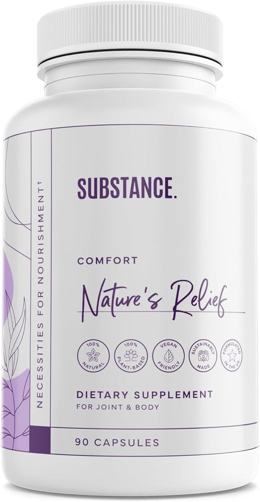 Nature’s Relief | Improve Body, Muscle & Joint Aches | Turmeric Curcumin, Boswellia & Ginger Supplement | Ease Discomfort & Increase Mobility | Non-GMO (30 Servings)