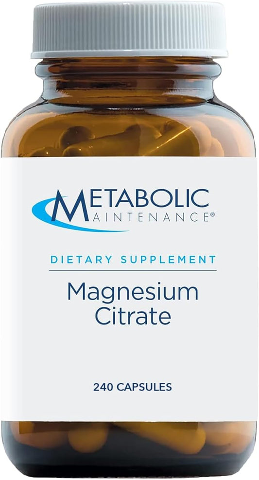 Metabolic Maintenance Magnesium Citrate - 167mg Per Capsule, Pure Magnesium + Vitamin C Supplement - Calm, Sleep, Muscle + GI Support, No Fillers (240 Capsules)