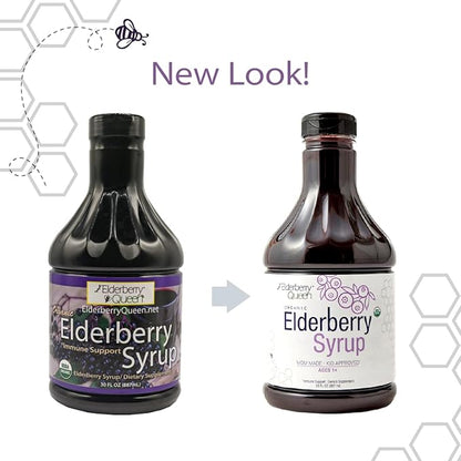 Elderberry Queen Organic Elderberry Syrup 30 Fl Oz - Immune Support Formula with Sambucus Black Elderberry & Aronia Berry - Pure Natural Certified Organic Elderberry Syrup for Kids and Adults