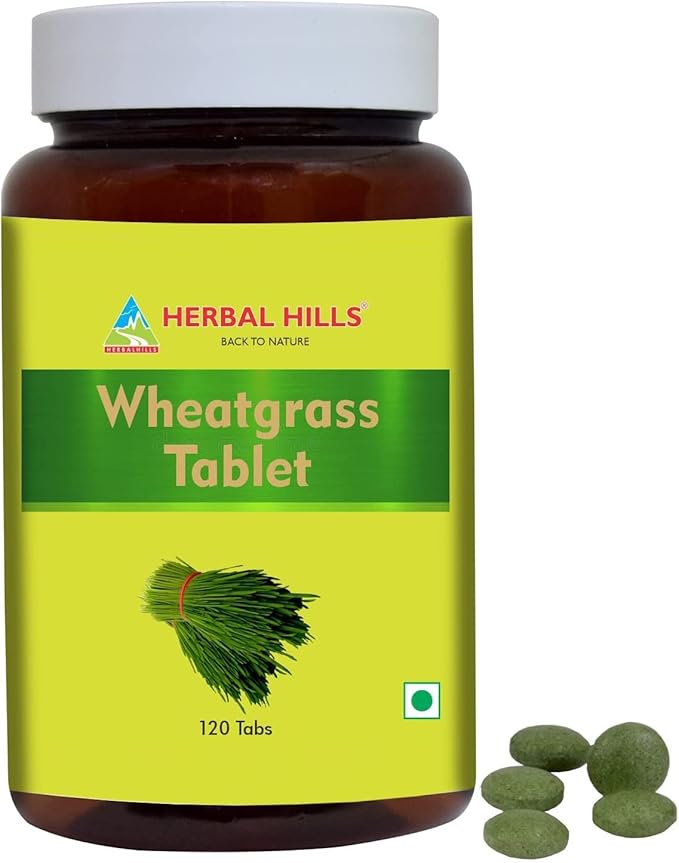 HERBAL HILLS Alfalfa Leaf Powder and Wheat Grass Tablets Pack of 2 Combo
