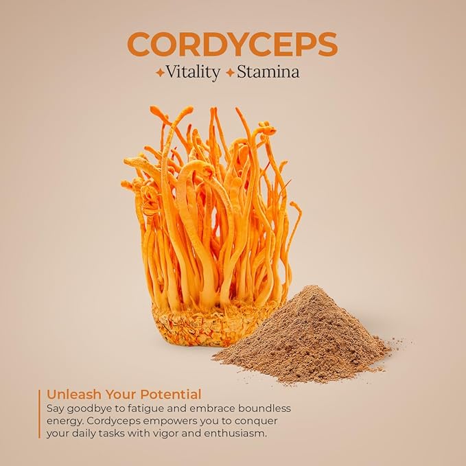 Real Mushrooms Organic CORDYCEPS Mushroom Pure Powder - for Peak Performance, Energy & Immune Support
