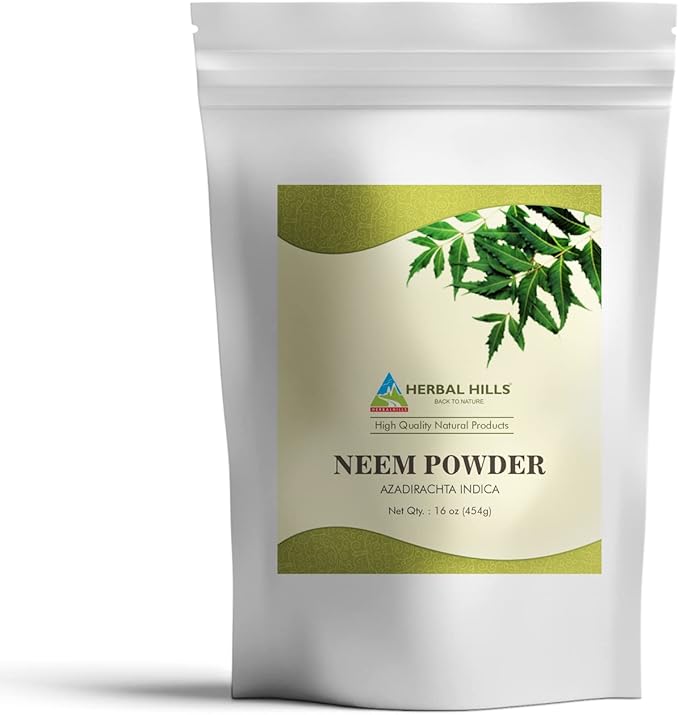 HERBAL HILLS Barley Grass Powder and Neem Powder Leaf Leaves Combo Pack of 2