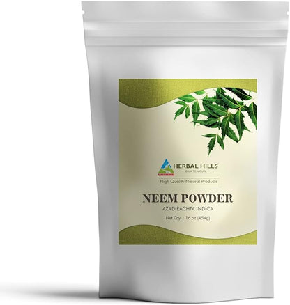 HERBAL HILLS Barley Grass Powder and Neem Powder Leaf Leaves Combo Pack of 2