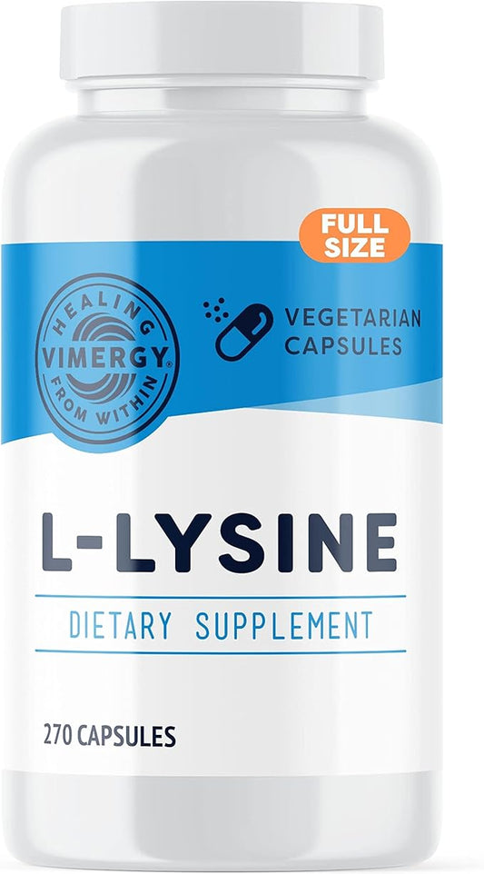 Vimergy L-Lysine – Promotes Healthy Skin, Hair & Nails* – Supports Healthy Metabolism* – Vegan, Non-GMO & Gluten-Free – 270 Capsules
