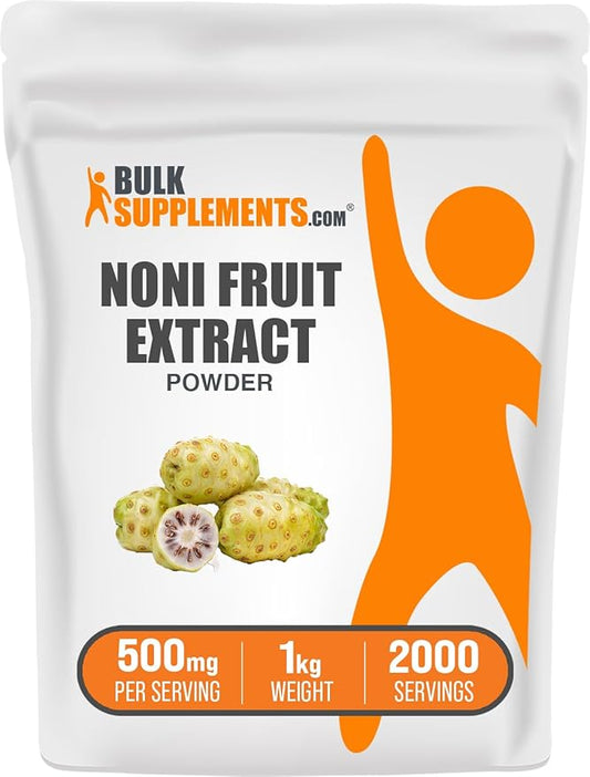 BulkSupplements.com Noni Fruit Extract Powder - Noni Fruit Supplement, Noni Fruit 500mg - Superfood Powder, Gluten Free, 500mg per Serving, 1kg (2.2 lbs) (Pack of 1)