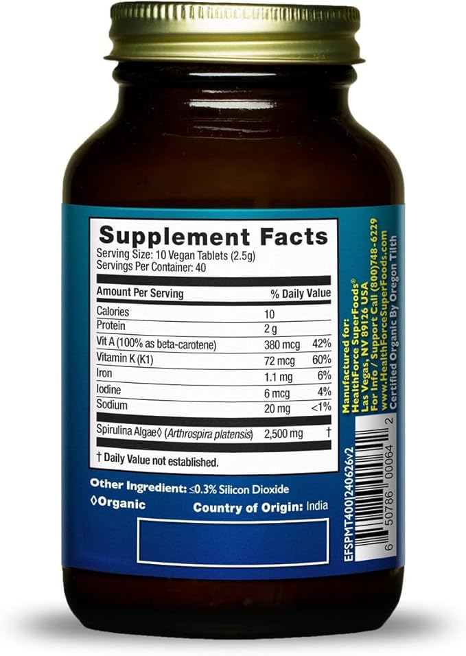 HealthForce SuperFoods Spirulina Manna - Tablet - 400 Vegan Tablets