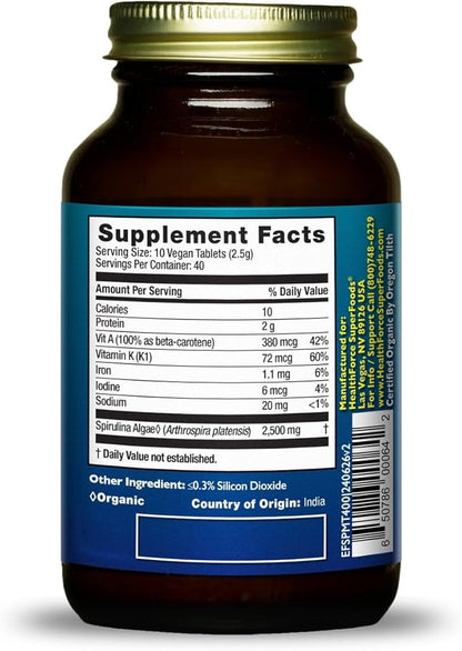 HealthForce SuperFoods Spirulina Manna - Tablet - 400 Vegan Tablets