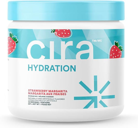 Cira Hydration Powder (45 Servings) - Electrolyte Drink Mix with Himalayan Salt for Dehydration Relief and Recovery - Strawberry Margarita