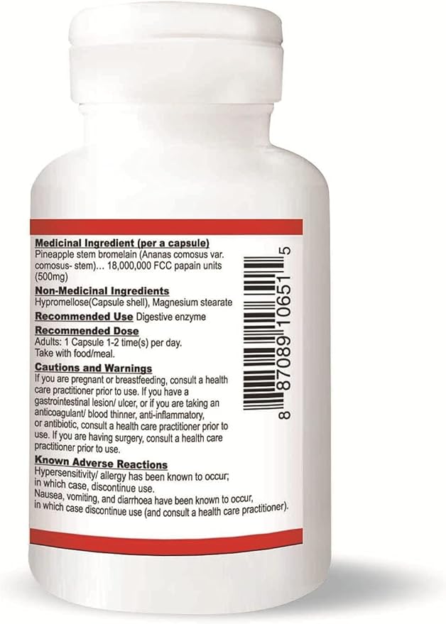 Bromelain Digestive Enzyme Pineapple Supplements, 2400 GDU, 500mg, Non-GMO, Vegan, Free of Gluten, Soy & Dairy (60 Count)
