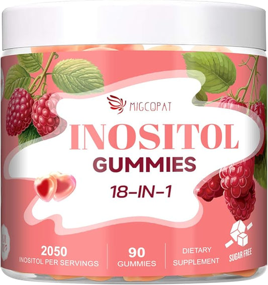 18-in-1 Inositol Supplement, Multivitamin Inositol Gummies with Vitamin C, B12, D3, E, Folate, Berberine, Rhodiola, Hormone Balance for Women&Ovarian* Support | Vegan, Non GMO - 90 Count
