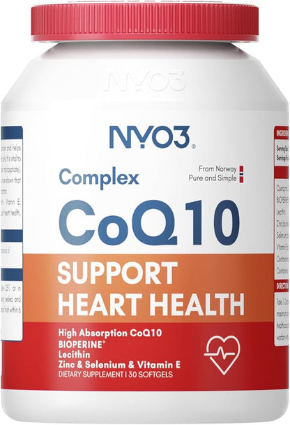 CoQ10 120mg with BioPerine(Black Pepper), Coenzyme Q10 with Vitamins E, Ultra High Absorption Antioxidant Support for Heart Health, Gluten Free, 30 Days Supply