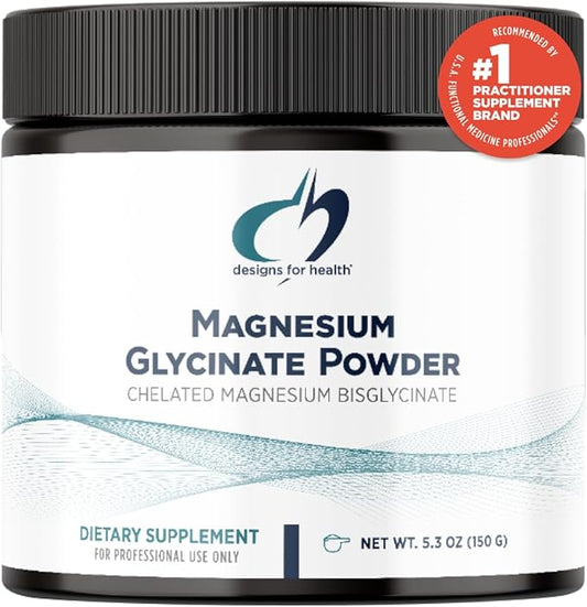 Designs for Health Magnesium Glycinate Powder - 300mg Powdered Chelated Magnesium Bisglycinate Supplement - Non-GMO Great-Tasting Drink Mix Add-in, Orange Flavor (30 Servings / 150g)