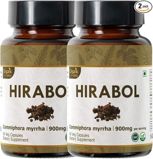HIRABOL 60 Capsules | Commiphora myrrha (Hirabol) | 900mg per Serving | Natural 60 Capsules - Pack of 2