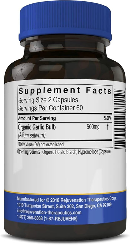 Pure Organic Garlic – Heart Health & Immune System Support (120 Vegan Capsules)