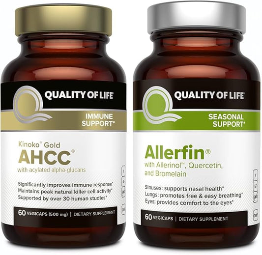 Quality of Life Immune Health Bundle - Featuring Kinoko Gold AHCC 500mg and Allerfin