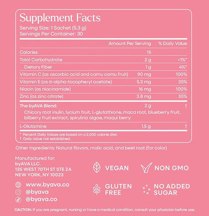 Jelloskin Skin + Gut Essential Prebiotic Booster Powder | L-Glutamine 1500mg, Vitamin C, Zinc, Niacinamide | 30 Servings | Glowing Skin, Gut Health Support | Antioxidants Camu Camu & Spirulina