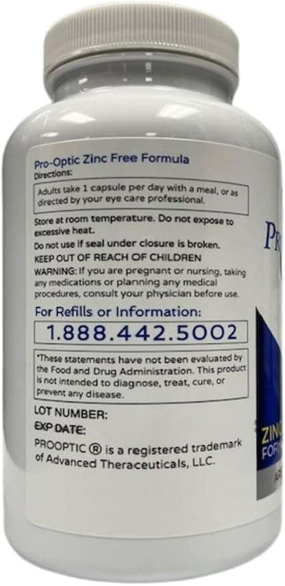 PRO-Optic Traditional (ZINC Free) AREDS 2 Formula - One Capsule Per Day / 90 Capsules / 3 Month Supply