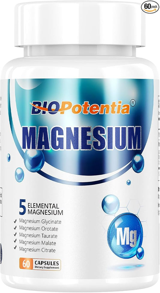 Magnesium Breakthrough Supplement - Has 5 Forms of Magnesium: Glycinate, Orotate,Taurate,Malate, Citrate- Support Sleep, Heart Health, Muscles, and Metabolism (60 Capsules (Pack of 1))