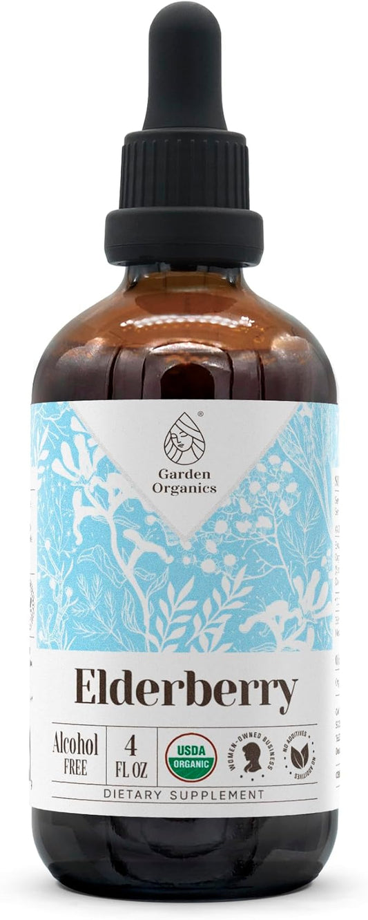 Elderberry USDA Organic Alcohol-Free Extract | Dietary Supplement, High-Potency Tincture | Natural Certified Organic Elderberry (Sambucus Nigra) Dried Berry (4 oz)